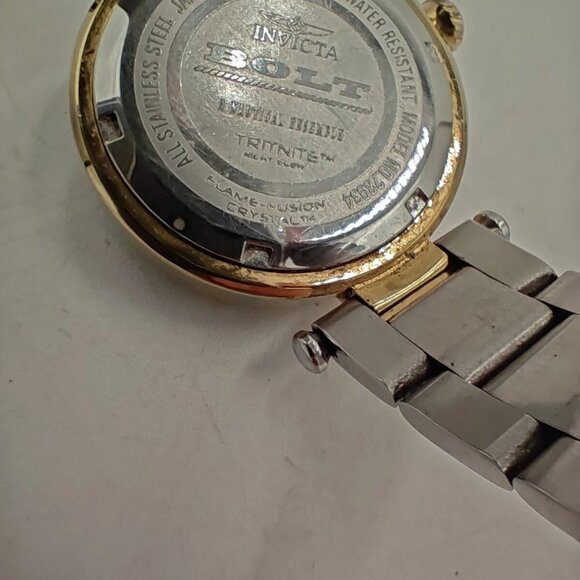 Invicta Bolt Two-Tone Quartz Watch Gold Silver Bracelet Diamond Dial EUC Working - Picture 13 of 16